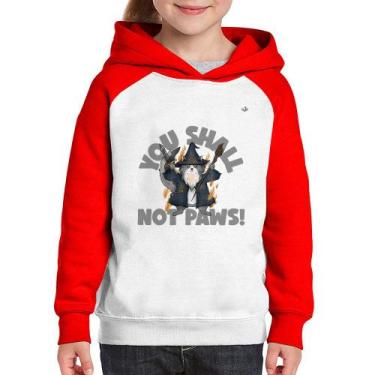 Imagem de Moletom Infantil You shall not paws - Foca na Moda, Branco, Vermelho, 