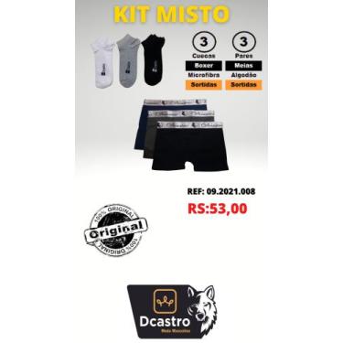 Imagem de Kit c/ 3 cuecas e 3 pares de meias - Dcastro, GG