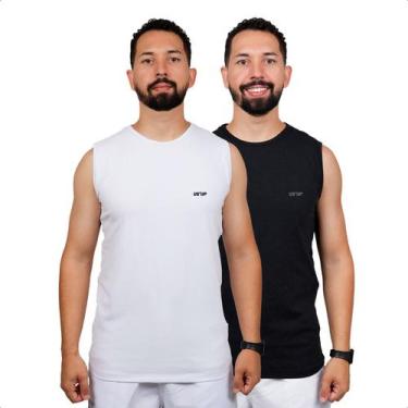Imagem de Kit de 2 Regata Camiseta Cavada Masculina Camisa Canelada Academia Tre