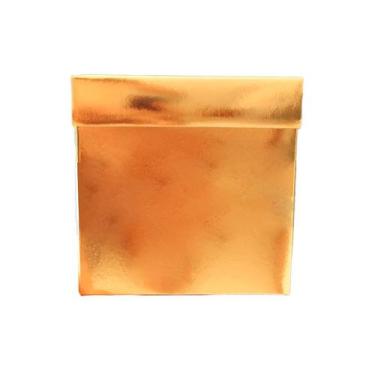 Imagem de Caixa Cubo Para Presente Metalizada com Textura Dourado 15x15x15cm   -