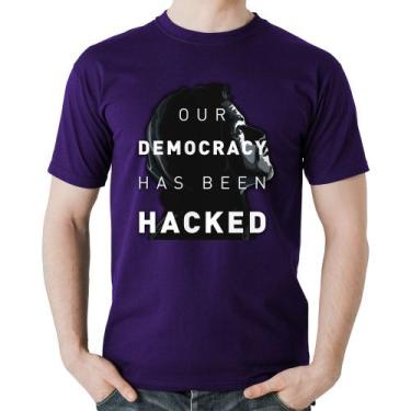 Imagem de Camiseta Algodão Our Democracy Has Been Hacked - Foca na Moda, Roxo, G