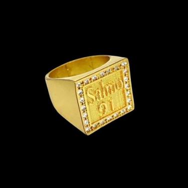 Imagem de Anel Salmo 91 Cravejado Ajustável - Banhado a Ouro 18k - ToJoia18k