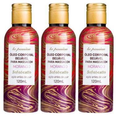 Imagem de Kit Sedução Prazer 3 Óleo Morango Massagem Sensual - Sofisticatto