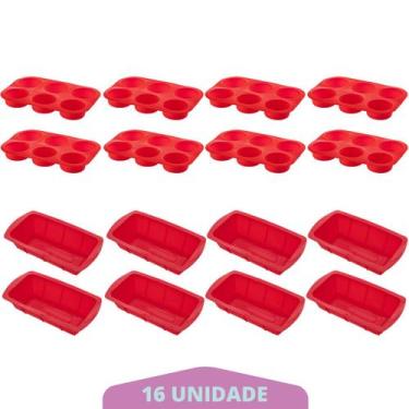 Imagem de 8 Kit Forma Cupcake Bolo + Forma Para Pão Sortida Silicone - QUALITY H