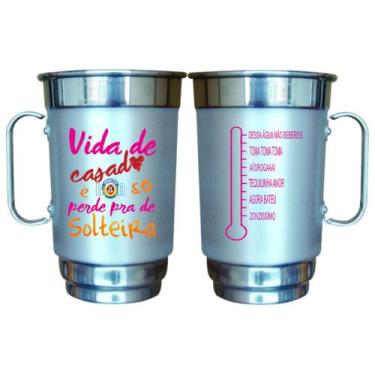 Imagem de Caneca Alumínio personalizada Vida de Solteira 750ml- 01unid  - ELNATA