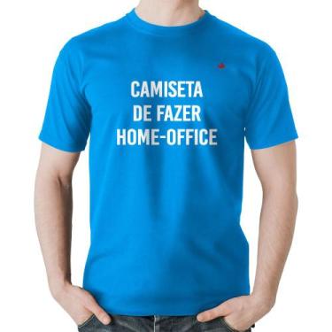 Imagem de Camiseta Algodão Camiseta de fazer home-office - Foca na Moda, Azul, M