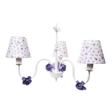 Imagem de Lustre 3L Simples 6 Flores P Lilás Quarto Bebê Infantil Menina - Potin