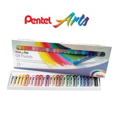 Imagem de Giz De Cera Pastel Oleoso Estojo Com 25 Cores Profissional - Pentel