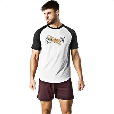Imagem de Camiseta Raglan Trombone notas musicais - Alearts, P