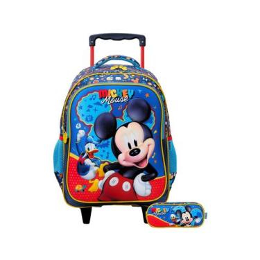 Imagem de Kit Escolar Mochila Rodinha + Estojo Duplo Mickey Mouse  - Xeryus