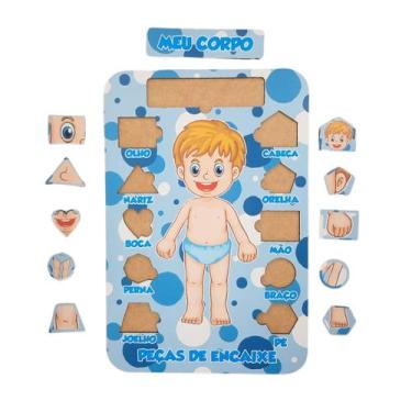 Imagem de Quebra Cabeça Educativo Partes do Corpo Infantil Pedagógico Menino - A