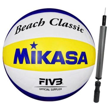 Imagem de Bola Volei De Praia Beach Classic Areia Mikasa Mais Inflador, Branco, 