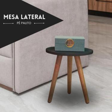 Imagem de Mesinha De Canto Lateral Pé Palito De Madeira - KELAN, PRETO