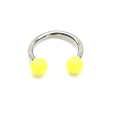 Imagem de Piercing Ferradura Aço Cirúrgico Bolinhas em Acrílico Verde ou Amarela