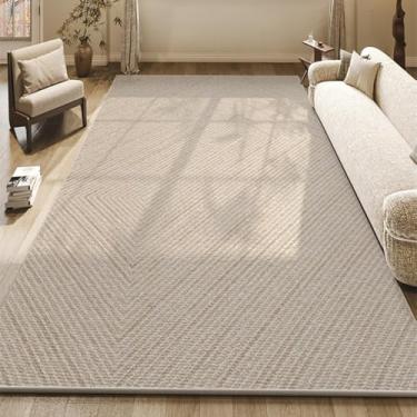 Imagem de Tapete listrado artístico bege creme linha geométrica tapetes sala de estar luxo decorativo tapetes quarto tapete, YHT010,2,A,300x400CM