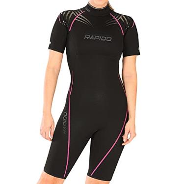 Imagem de Rapido Boutique Collection Equator Superior Flex Stretch Neoprene Wetsuit Shorty Scuba Scuba Surf Suit… (Preto Rosa, 2GG)