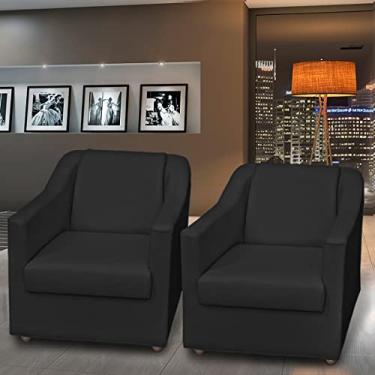 Imagem de Kit 2 Poltronas Decorativas Para Sala Cadeiras Reforçadas Para Recepção Manicure Sala De Espera Consultório Escritório Corino Cores Pé Cromado - Clique & Decore (Preto)