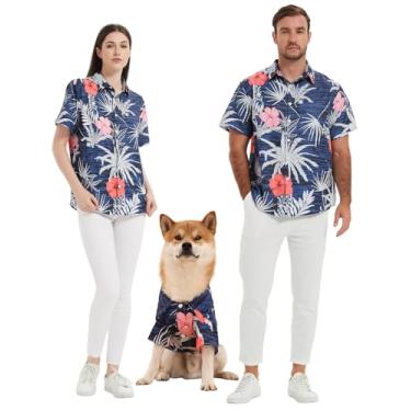 Imagem de Kercynar Camisa de cachorro, camiseta havaiana estilo cão floral legal roupas havaianas para proprietários de cães pequenos e camisetas para animais de estimação são vendidas separadamente