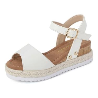 Imagem de Hehainom Meninas Sandálias Plataforma Sapatos Cunha Pequeno Grande Criança Branco Pu Verão Meninas Salto Alto Tamanho 4 Sapatos Sociais
