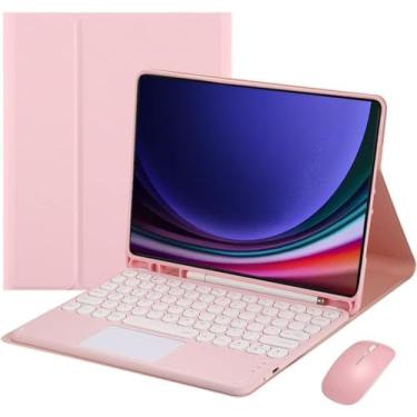 Imagem de Aidashine Capa com teclado para Samsung Galaxy Tab S6 Lite 10,4 polegadas 2024/2022/2020- Trackpad multitoque, capa removível sem fio para tablet, rosa