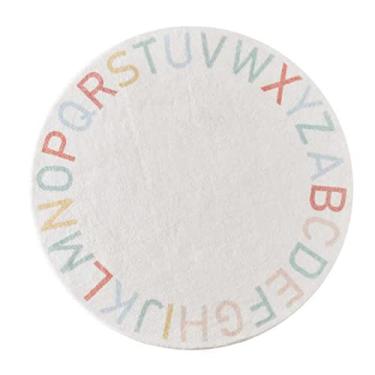 Imagem de MOJUN Tapete de área de alfabeto redondo com desenho animado ABC para meninos e meninas, tapetes antiderrapantes para sala de aula, berçário, decoração de quarto de crianças, letras multicoloridas