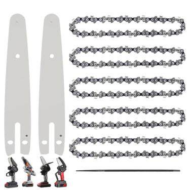Imagem de GSSHBR 5 Peças 6 Polegadas Mini Corrente De Motosserra Com 2 Peças Substituição De Barra De Corrente De Serra Correntes De Substituição Para Sem Fio Elétrica Portátil Mini Motosserra Para Corte De Ga