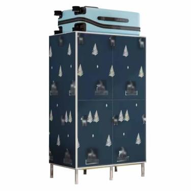 Imagem de Guarda-roupa Armário de guarda-roupa aberto, simples e moderno, tecido oxford, tubo de aço, resistente, durável, montado, para quarto, sala de aluguel armário