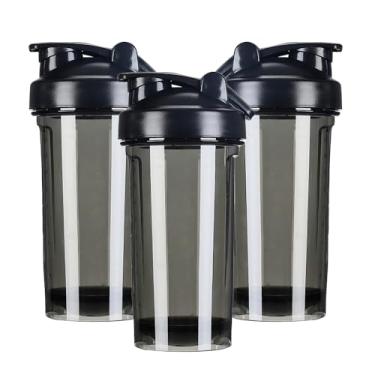 Imagem de Qlptzwd Garrafas coqueteleiras personalizadas com alça, coqueteleira personalizada com sua própria foto, logotipo, copos, coqueteleira de plástico para shake de proteína, smoothie, preto puro