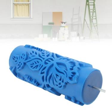 Imagem de Rolo Borracha Decorativo, Rolo Textura Parede Com Padrão Espiral Azul Exclusivo Compatível Com Pistola Pulverização, Rolo Pintura Padrão para Paredes, Tetos, Tecido, Colchas (099Y)