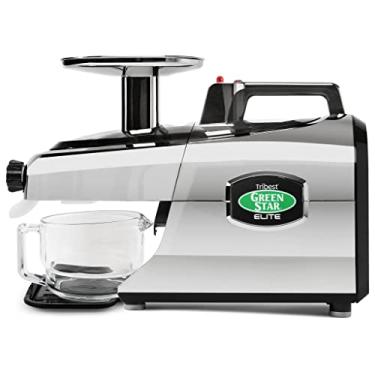 Imagem de Tribest Espremedor de mastiagem lenta Greenstar GSE-5050, Espremedor de prensa de frio e extrator de suco de engrenagem dupla, Cromo