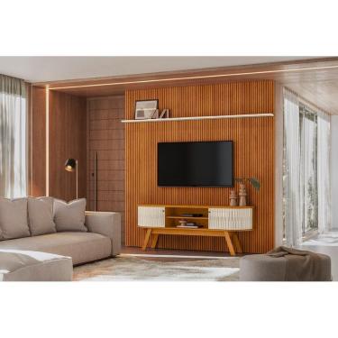 Imagem de Home Theater New Laguna com Painel Para TV até 75 Polegadas Cinamomo off White - Madetec
