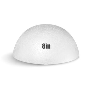 Imagem de Meia bola de isopor de 20,3 cm, 1 peça de bolas brancas grandes de meia espuma para artesanato, bolas gigantes de espuma DIY para casa e escola, bolas redondas lisas sólidas (metade isopor-20 cm-1