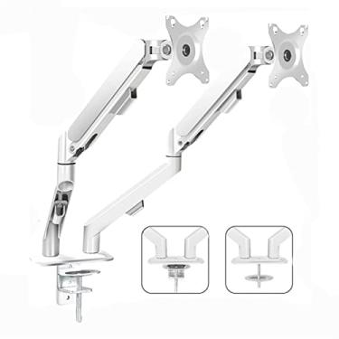 Imagem de Braço de suporte de ecrã 17-30" Braço de suporte de mesa de monitor duplo, movimento completo de gás de gás LCD Montagem dupla monitor, Vesa montagem 75 x 75 100 x 100 mm, tem até 19,8 libras / bra