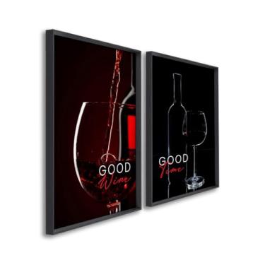 Imagem de Quadros Decorativos Bons Vinhos Bons Momentos Elegância e Sofisticação para Sala, Cozinha e Áreas Gourmet (Preto, 50x75, S/Vidro)