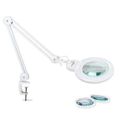 Imagem de bemelux Lâmpada de mesa com lupa de LED com grampo