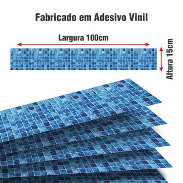 Imagem de Kit 22 Adesivos Piscina Azulejo Fundo Dagua Azul 100x15cm - Resitank