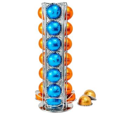 Imagem de WORBIC Organizador de cápsulas de café para Nespresso Vertuo, suporte de cápsulas de café de grande compacidade para cápsulas Nespresso VertuoLine, comporta 28 cápsulas, prata