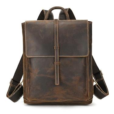 Imagem de Mochila de couro macio para homens moda bolsa de viagem para homens mochila diária para homens(Dark Brown)