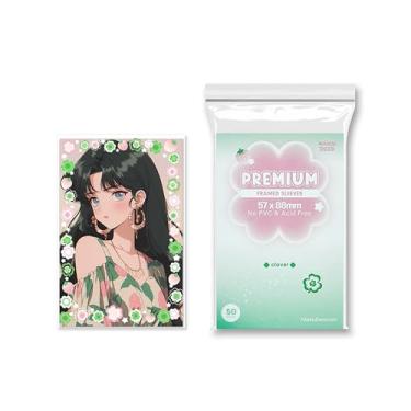 Imagem de Mandu Deco Four Leaf Clover Frame Sleeve, Polypropylene Card Protector for Kpop Album Photocards, PVC Free and Acid Free, 50 Sleeves Per Pack (57x88mm)