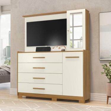 Imagem de Cômoda Com Painel Tv 43" 4 Gavetas 2 Portas E Espelho Dunas E