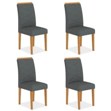 Imagem de Kit 4 Cadeiras Estofadas Everest Comfort Cinamomo/suede Cinza - Ma - A