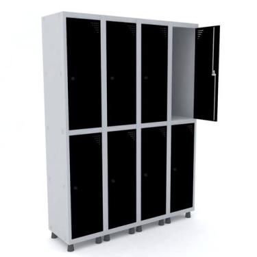 Imagem de Roupeiro de aço 4m 08 portas pitão pandin - cinza/preto