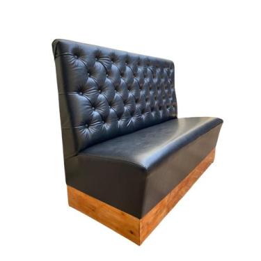 Imagem de Banco Booth Para Lanchonete Madeira 1,20m Sintético Preto Restaurantes