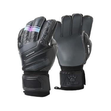 Imagem de KELME Luvas de goleiro com proteção para os dedos, acolchoamento forte e palma da mão, suporte de pulso e látex pegajoso para futebol interno para crianças, adultos, jovens (nível de traning, campo de