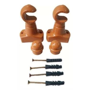 Imagem de Kit Par de Suporte Para Varão de Cortina 19mm Cerejeira - METAL ARTS