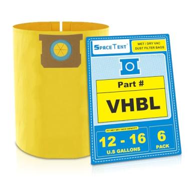Imagem de SpaceTent Pacote com 6 sacos de filtro de substituição VHBL de alta eficiência para Vacmaster Aspiradores úmidos/secos de 12 a 16 galões - Parte # VHBL, Vacmaster VBV1210 Bag