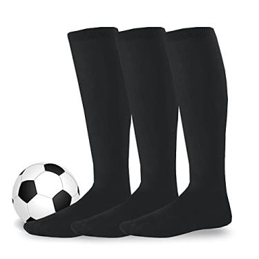 Imagem de Meias de futebol esportivas esportivas de skate com almofada para mulheres (Médias (9-11), preta), 3 pares - preto, M
