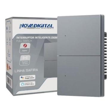 Imagem de Interruptor Tecla Fisica 2 Botões Zigbee com Led NovaDigital Grafite -