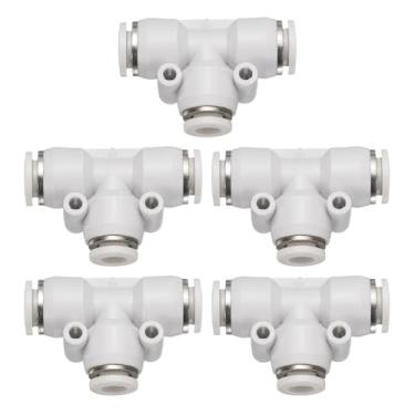 Imagem de HARFINGTON 5 peças de encaixes push to connect tubo de 5/40.6 cm OD x 1/4 polegada OD, kit de encaixe pneumático de mangueira de ar de conexão rápida de plástico T reduzindo 3 maneiras conector de