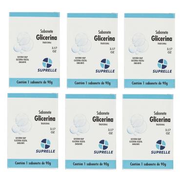 Imagem de Kit 6 Sabonete Suprelle Glicerina Tradicional 90G